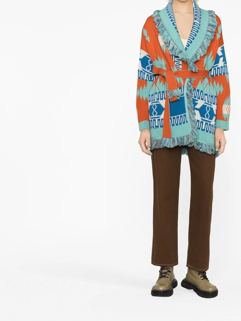 Affordable Icon Alanui cardigan Women Lily Tiger jacquard 0327